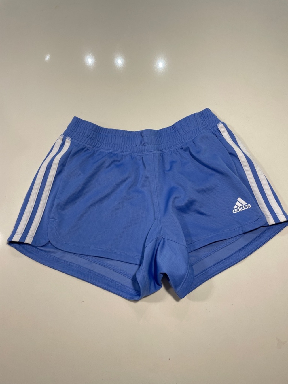 adidas Women's Periwinkle Athletic Shorts with White Stripes